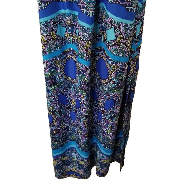 Laundry by Shelli Segal Maxi Dress Size 6 Womens Blue Purple Paisley Vneck - Picture 7 of 7